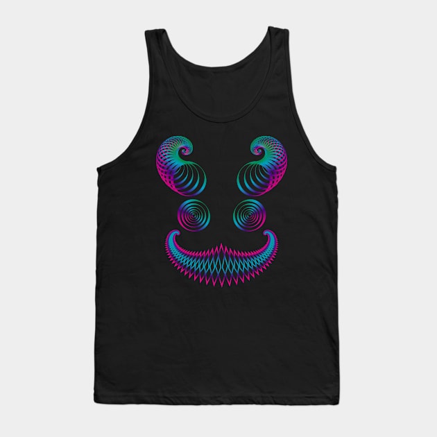 Psytrance Trippy Face Goa Psy Techno Festival Tank Top by QQdesigns